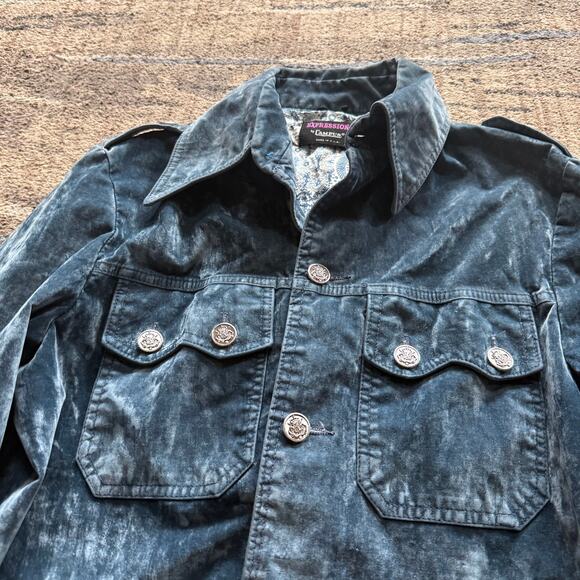 Women's Vintage 70's Expressions by Campus Blue Velour Button Up Jacket Sz M VTG - Picture 5 of 5